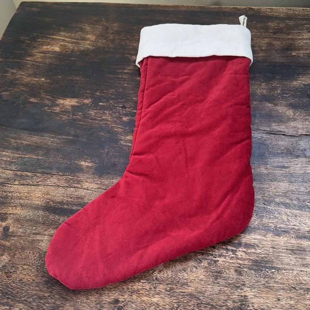 Pottery Barn Red Velvet Christmas Stocking with DAD embroidered on it NWT